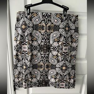 LOFT Outlet Skirt Women's 14 Paisley Above Knee Cotton Spandex NWOT black gray